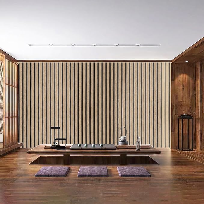 Wood Slat Wallpaper Peel and Stick - 23.6'' x 200'' Self Adhesive Contact Paper for Walls Wood Panels for Wall, Wall Panel, Peel and Stick for Easy DIY Wall Decor (Brown)
