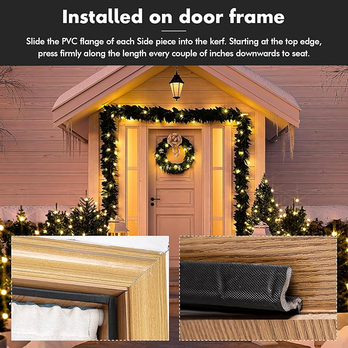 BBTO Weather Stripping Door Seal Exterior Weather Strip for Window V-Shaped Foam Kerf Garage Door Gap Blocker Soundproof Home Improvement Easy to Install(90 Feet,Black)