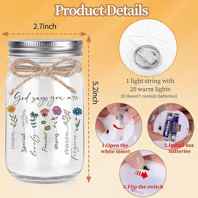 Christian Gifts for Women, Mothers Day Birthday Graduation Gifts for Women, Religious Inspirational Spiritual Gift for Encouragement Bible Verse Jar Decorative Jars for Christmas Easter Sister Friend
