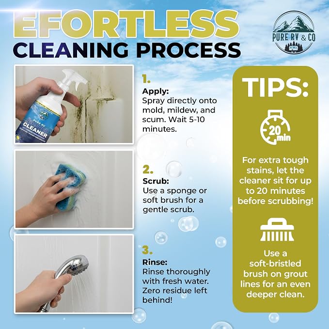 Shower Cleaner for Removing Hard Water Marks, Soap Scum, Stains, Bleach and Ammonia-Free Formula, Safe for Plastic & Fiberglass, Low Odor Formula with Citrus Scent, (32 oz)