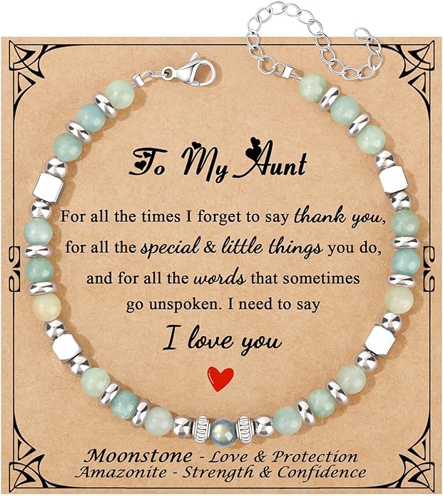 JoycuFF 𝗚𝗶𝗳𝘁𝘀 𝗳𝗼𝗿 𝗪𝗼𝗺𝗲𝗻 𝗠𝗼𝗼𝗻𝘀𝘁𝗼𝗻𝗲 𝗕𝗿𝗮𝗰𝗲𝗹𝗲𝘁 Amazonite Colorful Imperial Jasper Stainless Steel Beads Bracelets, Mothers Day Birthday Christmas Valentines Graduation Gifts