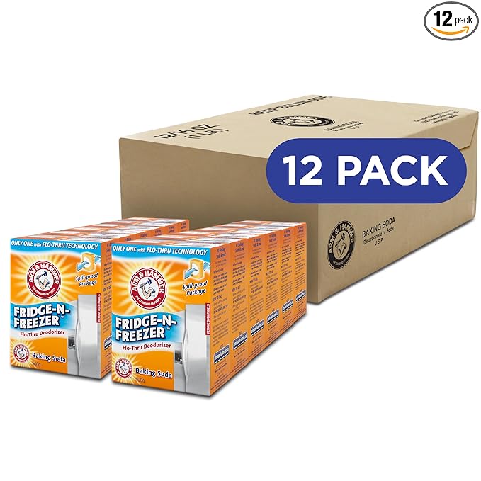 Arm & Hammer Baking Soda Fridge-n-Freezer Odor Absorber, Orange 14 oz, Pack of 12