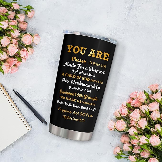 Muilzon Christian Gifts for Men Tumbler 20oz - Baptism/First Confirmation/Communion Gifts for Boys Coffee Cup - Religious Catholic Inspirational Birthday Gift for Men - Man of God Bible Verse Cup