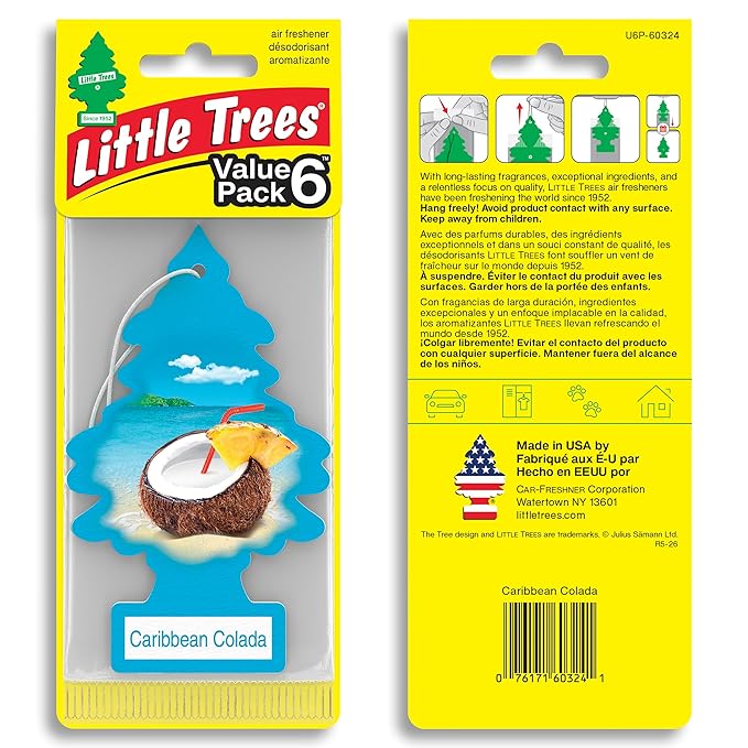 LITTLE TREES Car Air Freshener | Hanging Tree Provides Long Lasting Scent for Auto and Home | 24 Air Fresheners |Caribbean Colada