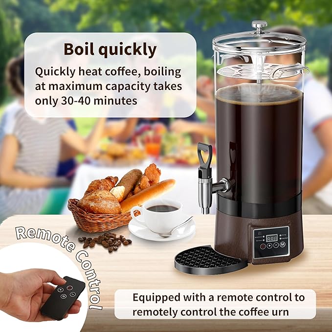 Commercial Coffee Urn Hot Beverage Dispenser Coffee Maker, Food-grade Plastic 9.5 L 60 Cups, Hot Chocolate Machine, Electric Percolator for Catering Hot Water for Hot Cocoa, Drink, Tea, Juice
