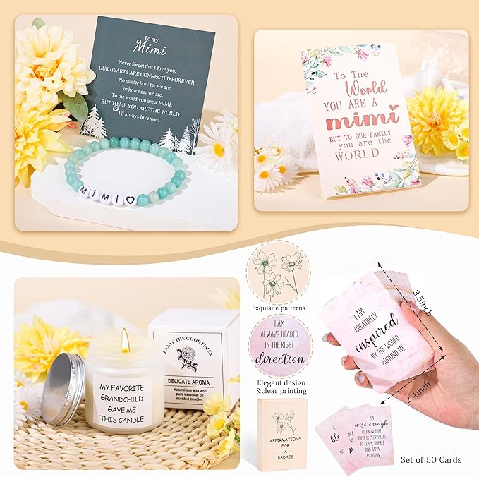 DOGMEM Mimi Mothers Day Gifts, Mimi Gift for Grandma, Mothers Day Gifts for Mimi Grandma Gift Set Ideas Grandma Birthday Gift