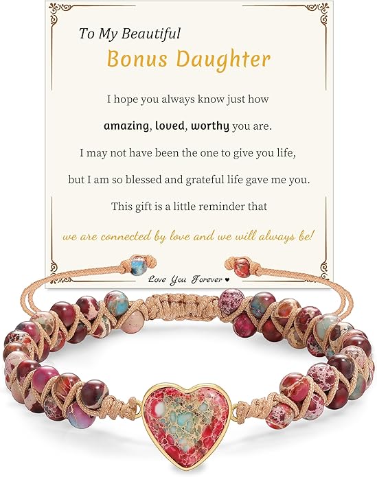 Mothers Day Gifts for Daughter Granddaughter, To My Mom Grandma Wife Girlfriend Sister Jasper Heart Bracelets Birthday Anniversary Christmas Stocking Stuffers Valentines Day Jewelry