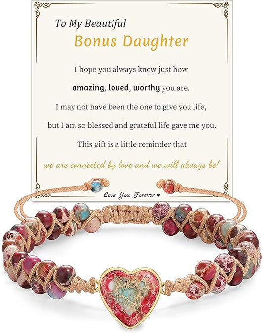 Mothers Day Gifts for Daughter Granddaughter, To My Mom Grandma Wife Girlfriend Sister Jasper Heart Bracelets Birthday Anniversary Christmas Stocking Stuffers Valentines Day Jewelry