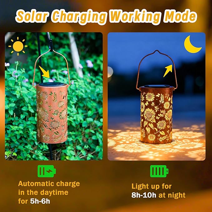 ANYTALK Mothers Day Gifts for Mom, 2Pack Sunflower Solar Lanterns Outdoor Waterproof, Birthday Gifts for Women Mom Grandma, Hanging Solar Lights for Yard, Patio, Porch, Garden Decor