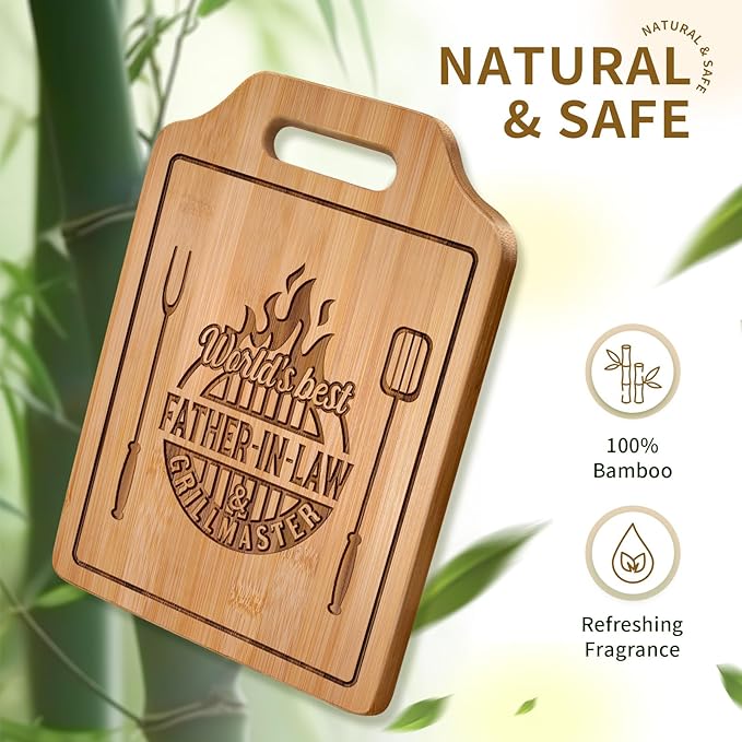 AceThrills Father in Law Gifts for Father In Law Christmas Birthday Gift - Engraved Cutting Board 12.3"L × 8.7"W × 0.4"Th