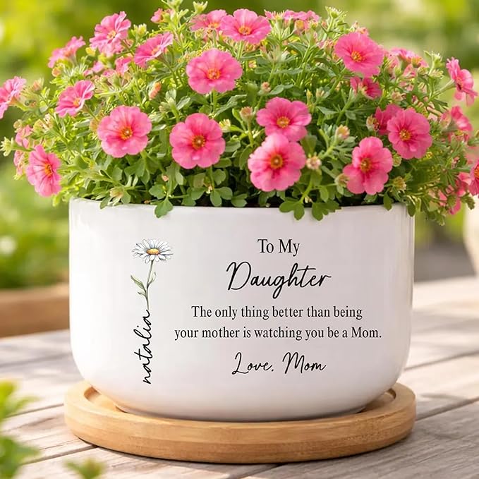 Personalized Daughter Gift from Mom, Custom Mothers Day Plant Pot for Daughters, Custom Mother Daughters Plant Pot, to My Daughter Gifts, Gift for Birthday