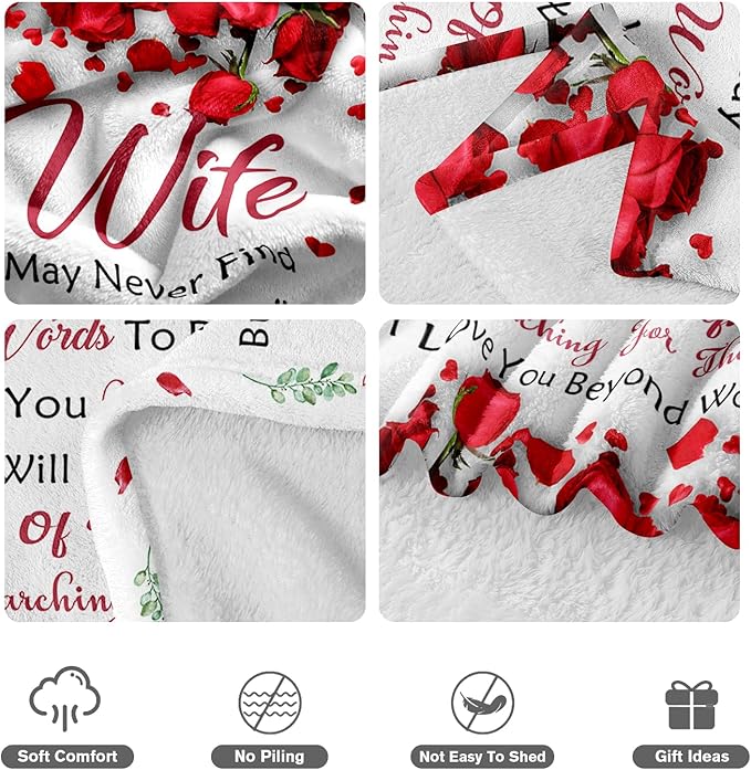 Birthday Gifts for Wife - Gifts for Wife from Husband - Anniversary Wedding Gift for Women - Wives Birthday Gift Ideas - Romantic I Love You Present for Her - to My Wife's Blanket 60"x80"