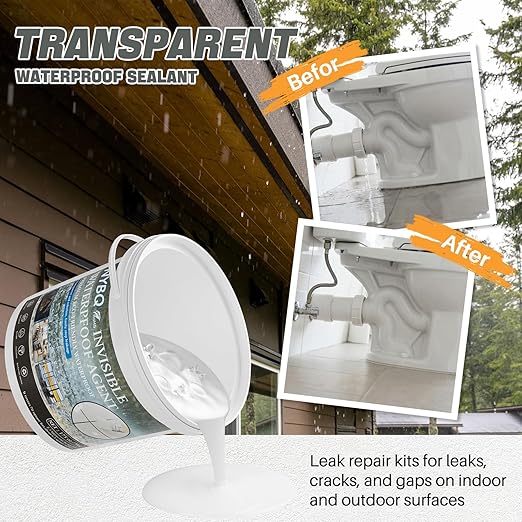 NYBQ Waterproof Sealant Coating 175oz, Transparent Invisible Waterproof Agent, Super Strong Anti-Leakage Polyurethane Coating for Bathroom, Roofs, Kitchen, Patio, Walls, Indoor & Outdoor