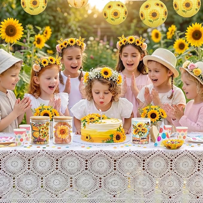3 Pcs Sunflower Glass Storage Jars with Airtight Lids Sunflower Inspirational Candy Cookie Jars Gift Summer Floral Motivational Kitchen Decor Canister Yellow Floral Kitchen Containers Set