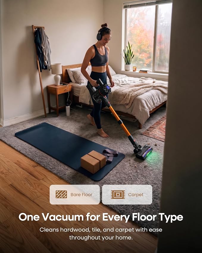 KIPMAX Cordless Vacuum Cleaners for Home, 45KPa 450W Stick Vacuum with Up to 55 Mins Runtime, Lightweight Self-Standing Vacuum for Pet Hair, Hardwood Floors & Carpet, Anti-Tangle Brush, HEPA Filter