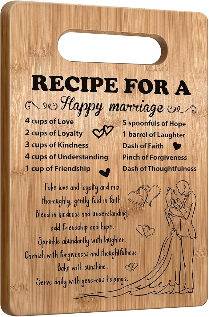 Wedding Gift for Couple 2026, Bridal Shower Gifts for Bride and Groom Engagement, Happy Marriage Cutting Board, Gifts for Wedding Shower, Newlywed Mr and Mrs Gifts Bride to Be Gifts