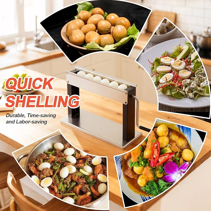 Manual Quail Egg Peeler Sheller, High-efficiency Hard Boiled Quail Egg Peeling Machine, Hand Roll Portable Peeler for Household Kitchen