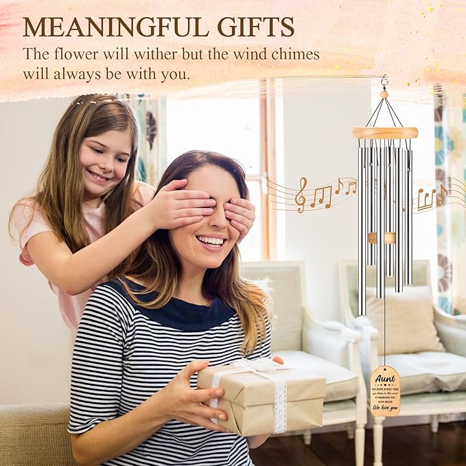 for Aunt, Aunt Wind Chimes, Auntie Gift Ideas, Birthday Gifts for Aunts from Niece Nephew, Best Mothers Day for Auntie, 25.5 Inch