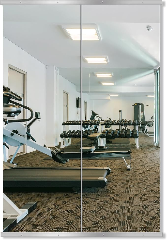 Delma Home Gym Mirror, 70''x24''x2PCS, Silver | Large Full Body, Tempered Glass Frameless, Wall-Mounted, For Gym, Yoga, Garage, Bedroom, Bathroom