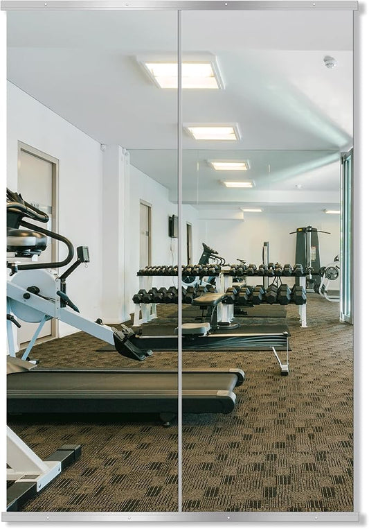 Delma Home Gym Mirror, 70''x24''x2PCS, Silver | Large Full Body, Tempered Glass Frameless, Wall-Mounted, For Gym, Yoga, Garage, Bedroom, Bathroom