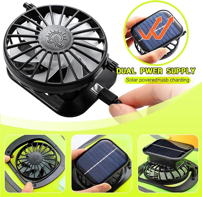 1 Set Sun Hard Hat Shade Full Brim Hard Hat Sun Visor with 2 Solar Fans and Neck Sunshade Cover UV Reflective Strap Arm Sleeves for Construction Workers Outdoor Protection(Fluorescent Yellow)