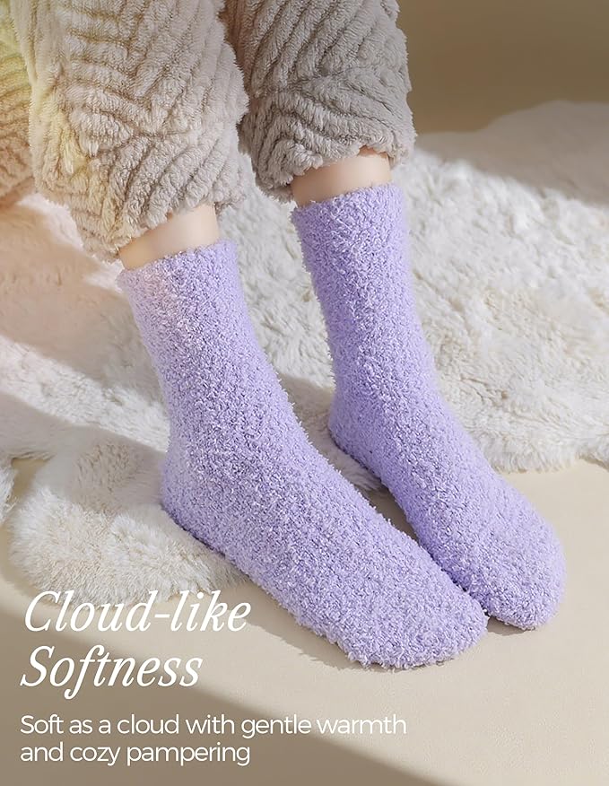 TEHOOK Warm & Cozy Gifts for Women, Fluffy Fuzzy Plush Sleeping Slipper Socks - Soft Warm Fabric
