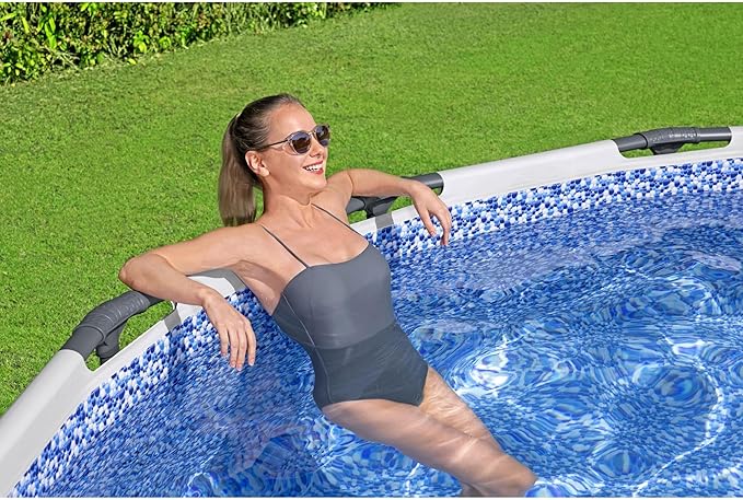 Bestway Steel Pro MAX 15' x 48" Above Ground Pool, Round Metal Frame Outdoor Swimming Pool Set with Filter Pump, Ladder, and Cover, Gray