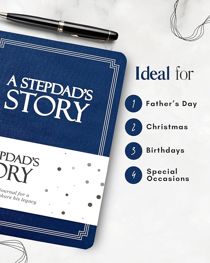 Stepdad's Life Story Journal (Hardcover): A Meaningful Keepsake for Stepdad to Share His Journey & Memories, Book Includes 250+ Prompt Questions, Sentimental Gift for Father's Day, Birthday, Christmas