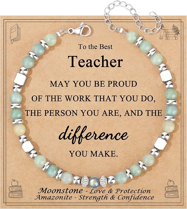 JoycuFF 𝗚𝗶𝗳𝘁𝘀 𝗳𝗼𝗿 𝗪𝗼𝗺𝗲𝗻 𝗠𝗼𝗼𝗻𝘀𝘁𝗼𝗻𝗲 𝗕𝗿𝗮𝗰𝗲𝗹𝗲𝘁 Amazonite Colorful Imperial Jasper Stainless Steel Beads Bracelets, Mothers Day Birthday Christmas Valentines Graduation Gifts