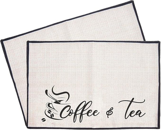 CRASPIRE Coffee Bar Set - 2pcs Burlap Coffee Maker Mats, 20'X 14' Fabric Backed Placemats for Kitchen Countertops