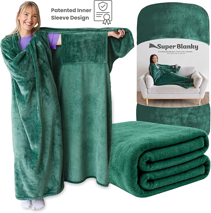 Super Blanky Wearable Blankets for Women, Adult Wearable Blanket Men, Mother's Day Gifts for Her, Wife Birthday Gift Ideas