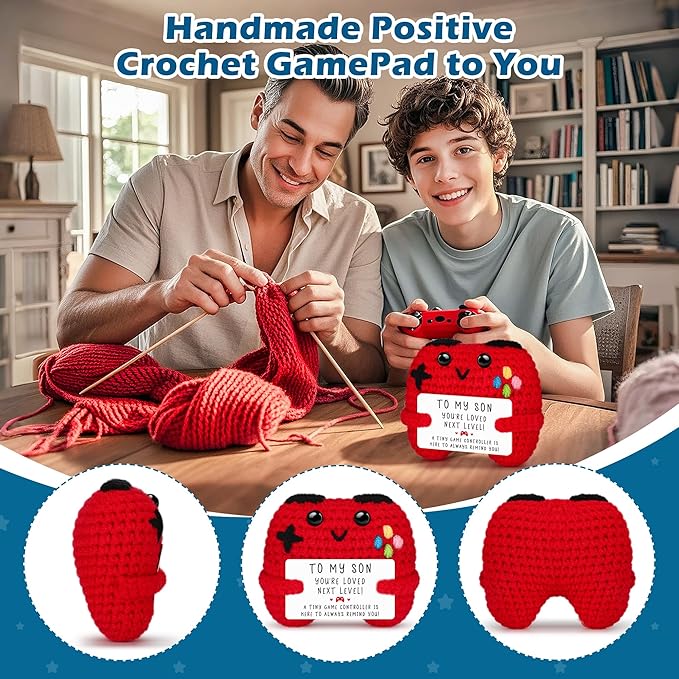 Crochet Game Controller Son Graduation Gifts from Mom Dad, Mothers Day Birthday Fathers Day Graduation Gifts for Son, Cute Handmade Crochet Game Controller Decor, Boy Room Decor for Bonus Son