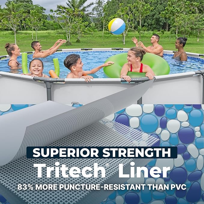 Bestway Steel Pro MAX 14' x 48" Above Ground Pool, Round Metal Frame Outdoor Swimming Pool Set with Filter Pump, Ladder, and Cover, Gray