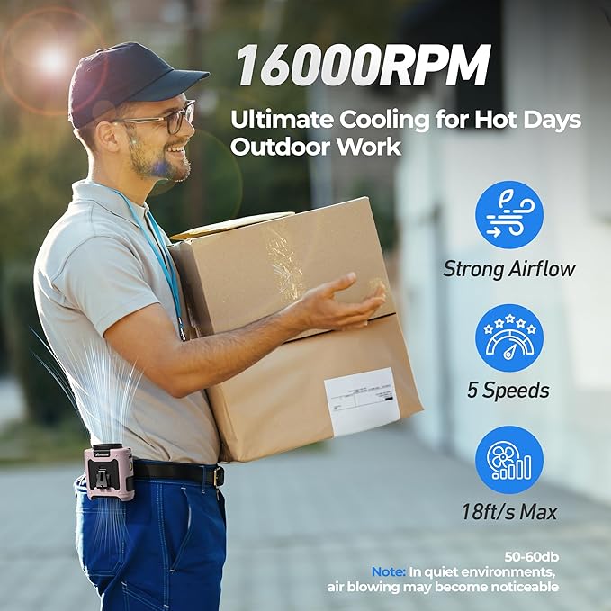 AMACOOL Portable Waist Fan Clip On, Father's Day Gifts for Dad Husband, 10000mAh Rechargeable Wearable Shirt Fan, Powerful Belt Fans, Birthday Gifts for Women Jobsite Travel Camping Essentials 2026