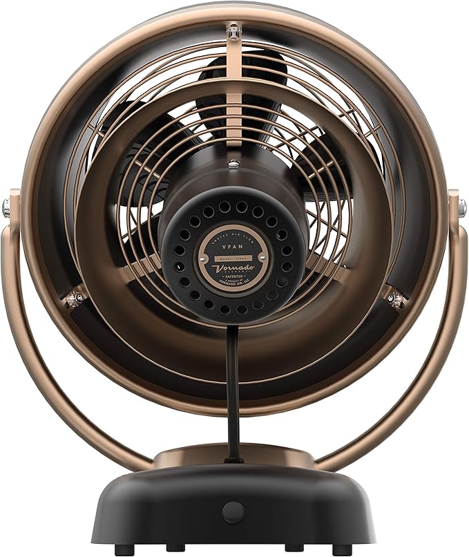 Vornado VFAN™ Vintage Air Circulator Fan, 3-Speed, Metal, Desktop Table Fan for Bedroom, Office, Cooling, with Adjustable Tilt Multi-Directional Airflow, Retro Design, Gunmetal