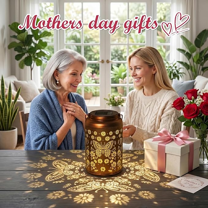 Mothers Day Gifts for Women Mom Grandma, Birthday Gifts Butterfly Solar Lights Outdoor Waterproof, Decoration Outside for Outdoor, Yard, Garden Decor Butterflies Solar Lantern