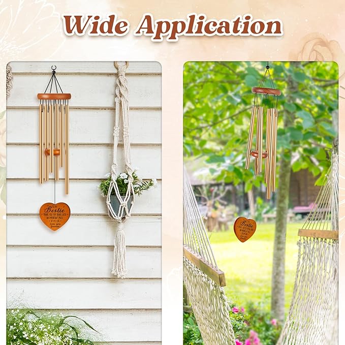 Bestie Gifts for Women, Friendship Gifts for Women, Best Friend Birthday Gift for Woman, Sister, Female Friends, Bestie Gift Wind Chimes for Anniversary, Christmas, Graduation, Thanksgiving, Leaving