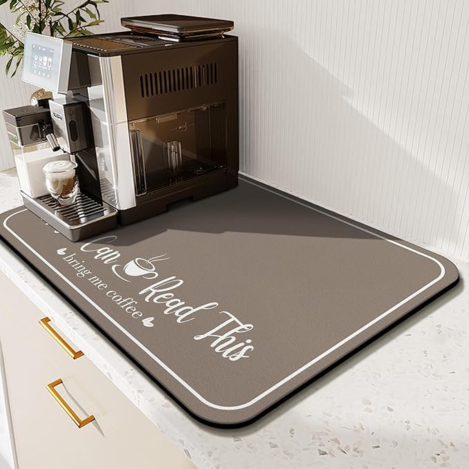 Coffee Bar Mat for Countertops 23inx15in,Absorbent Hide Stain Anti-Slip Cafe Bar Accessories Fit Under Coffee Machine Mat,dish drying mats for kitchen
