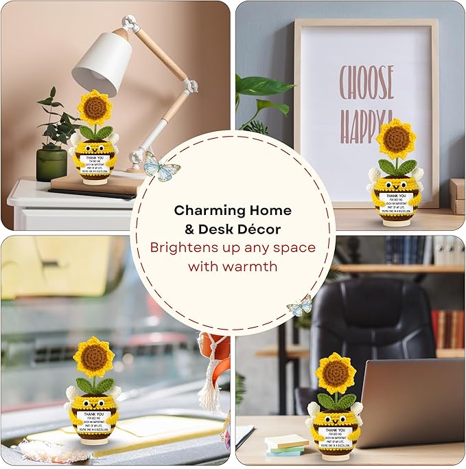Teacher Appreciation Gifts - Teacher Gifts for Women - Teachers Appreciation Week, Thank You Crochet for Teachers Women - 6.3'' x 3.15'' Inspirational Positive Tulip Doll Toy Figure Crochet