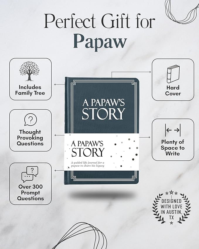 Papaw's Life Story Journal (Hardcover): A Meaningful Keepsake for Papaw to Share His Journey and Memories, Book Includes 250+ Prompt, Sentimental Gift for Father's Day, Birthday & Christmas