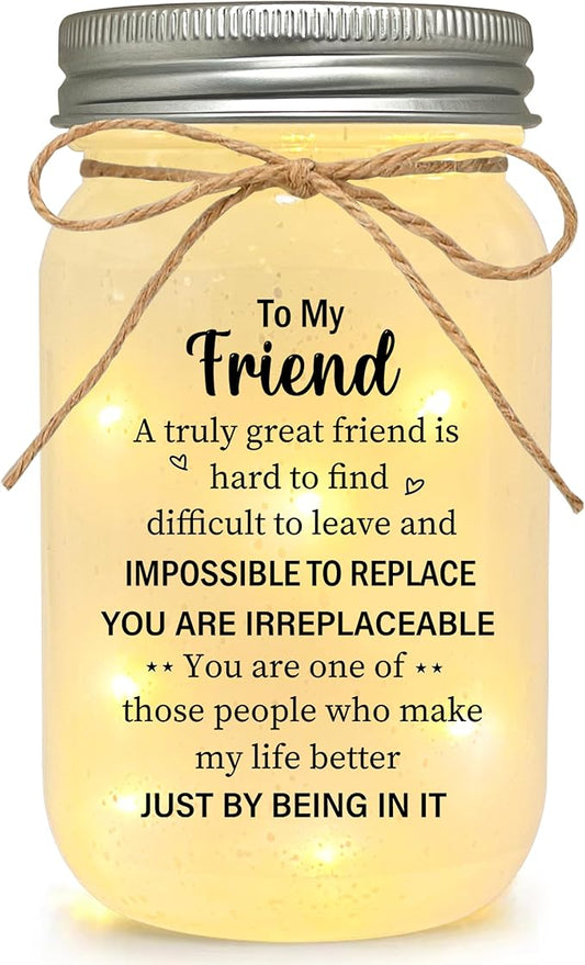 Best Friend Birthday Gifts for Women, Friendship Mason Jar Night Lights, Christmas Mother's Day Birthday Gifts for Friends Women Bestie BFF