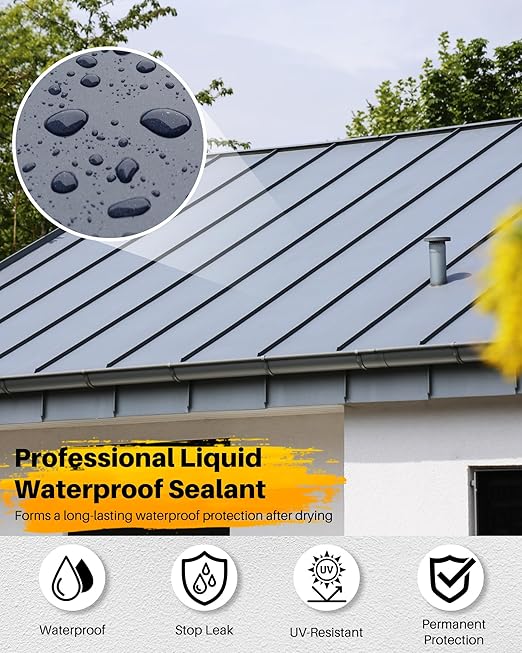 Polyurethane Waterproof Coating Black, 1 Gallon, Roof Sealant Waterproof Coating for Flat & Matal Roofs, Foundations, Concretes, Indoor and Outdoor Leak Repair Basement Sealer Waterproofing