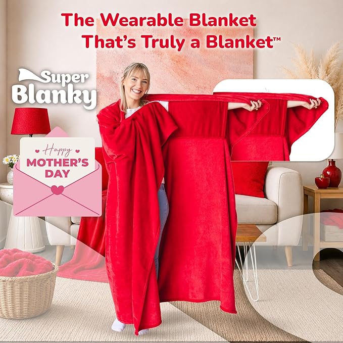 Super Blanky Wearable Blankets for Women, Adult Wearable Blanket Men, Mother's Day Gifts for Her, Wife Birthday Gift Ideas