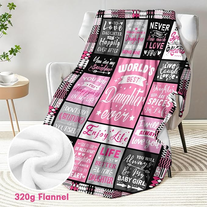 Daughter Mothers Day Birthday Gifts from Mom Dad - World's Best Daughter Ever Gifts - Teen Girl Gifts Trendy Stuff - Graduation Presents for Daughters Adult - Daughters Life Blanket 60"x80"