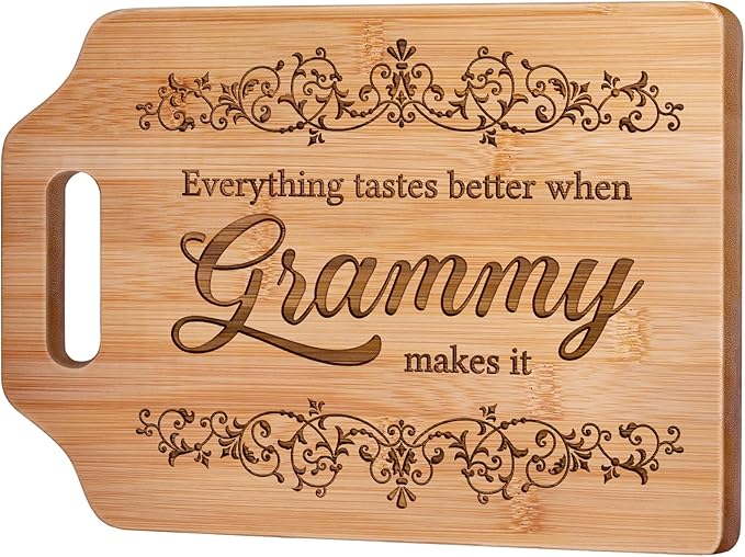 AceThrills Grammy Gifts, Grammy Mothers Day Gifts for Granmys ideas for Birthday, Mothers Day - Engraved Bamboo Cutting Board 12.3"L x 8.7"W x 0.4"Th