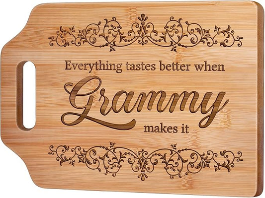 AceThrills Grammy Gifts, Grammy Mothers Day Gifts for Granmys ideas for Birthday, Mothers Day - Engraved Bamboo Cutting Board 12.3"L x 8.7"W x 0.4"Th
