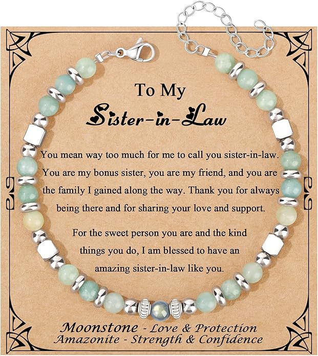 JoycuFF 𝗚𝗶𝗳𝘁𝘀 𝗳𝗼𝗿 𝗪𝗼𝗺𝗲𝗻 𝗠𝗼𝗼𝗻𝘀𝘁𝗼𝗻𝗲 𝗕𝗿𝗮𝗰𝗲𝗹𝗲𝘁 Amazonite Colorful Imperial Jasper Stainless Steel Beads Bracelets, Mothers Day Birthday Christmas Valentines Graduation Gifts