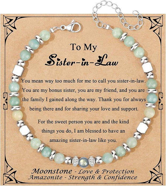 JoycuFF 𝗚𝗶𝗳𝘁𝘀 𝗳𝗼𝗿 𝗪𝗼𝗺𝗲𝗻 𝗠𝗼𝗼𝗻𝘀𝘁𝗼𝗻𝗲 𝗕𝗿𝗮𝗰𝗲𝗹𝗲𝘁 Amazonite Colorful Imperial Jasper Stainless Steel Beads Bracelets, Mothers Day Birthday Christmas Valentines Graduation Gifts