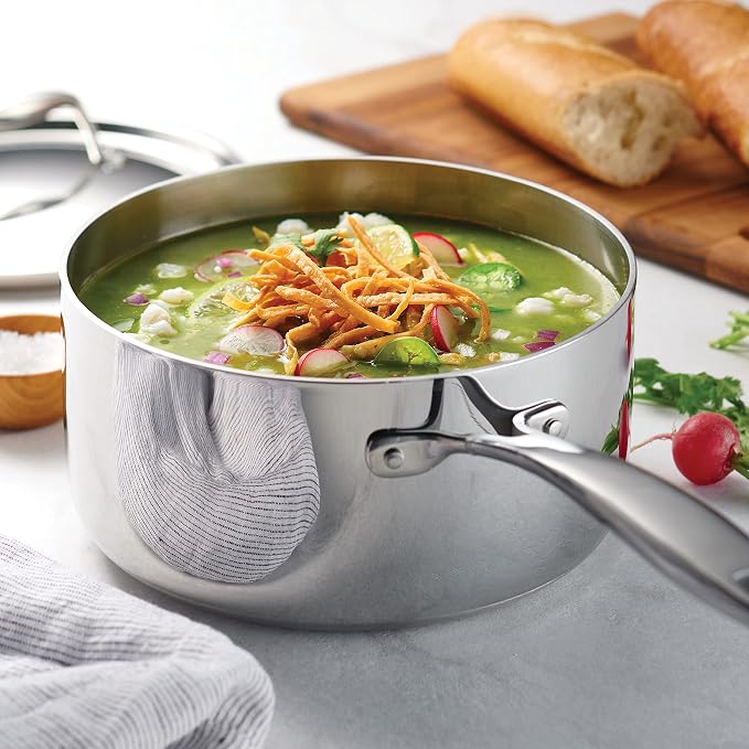 Tramontina Signature Tri-Ply Clad Stainless Steel 3-Quart Sauce Pan | Induction-Ready Saucepan with Lid, Dishwasher-Safe, NSF-Certified, Made in Brazil