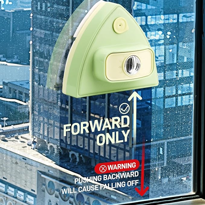 Double-Sided Magnetic Window Cleaner - Adjustable Magnetic Double Window Wiper, Fits 3-30 mm Glass Thickness, 2.5m Safety Rope for High-Rise & Auto Glass, Safe Anti-Pinch Wiper(Green)